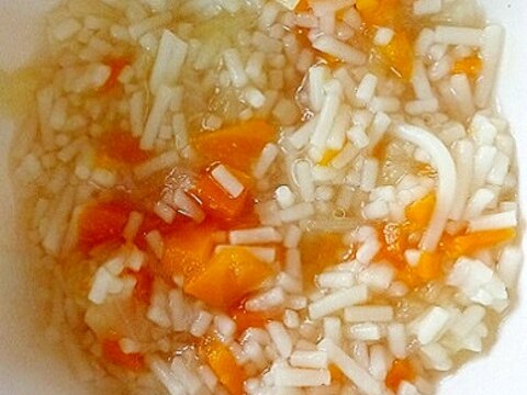 離乳食後期　３種の野菜入り出汁じょうゆ風味パスタ